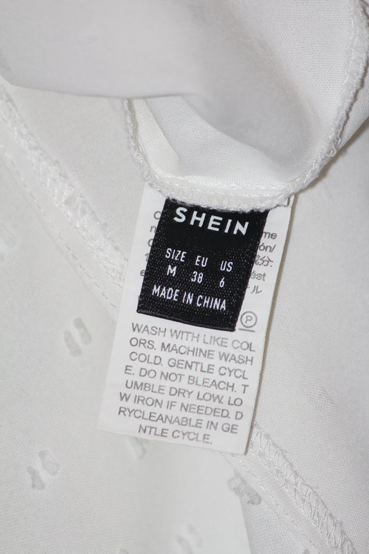 Shein White Crochet Pattern Crop Top – Medium