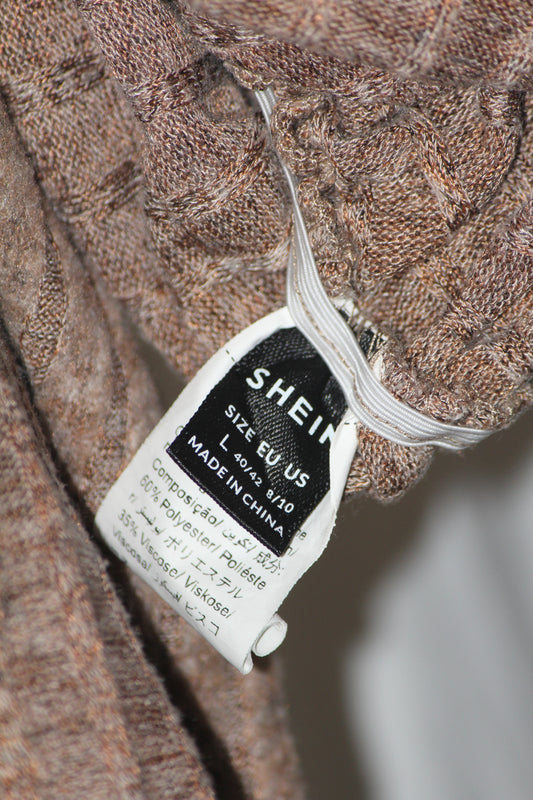 Shein Camel Full Sleeve Stretchable Bodycon Dress