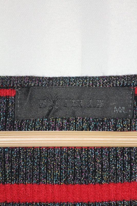 Extelle Red & Grey Striped Shoulder Cut Bodycon Dress