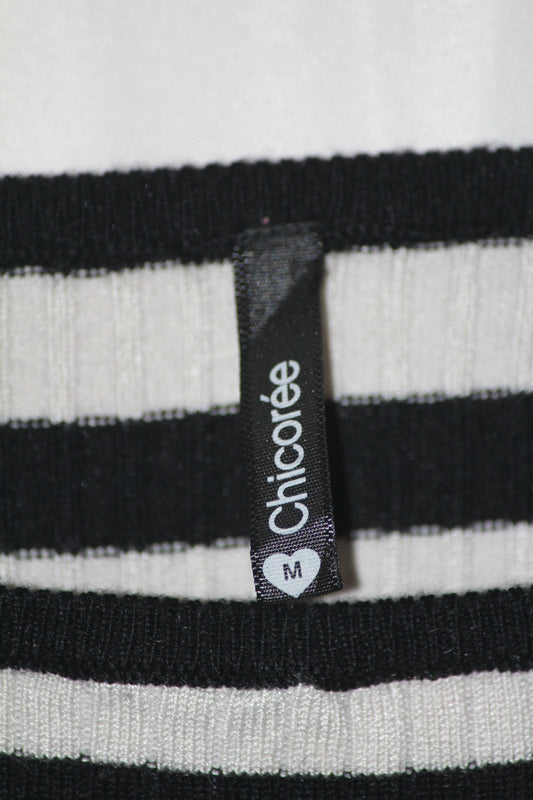 Chicoree Black & White Striped Sleeveless Bodycon Dress