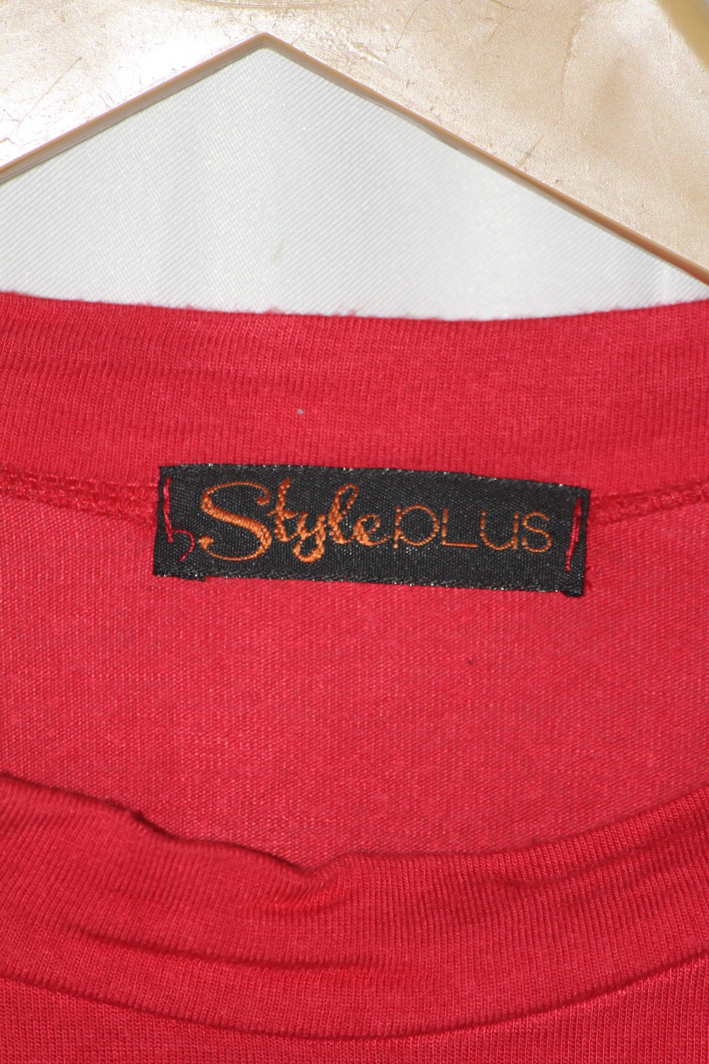 Style Plus Red Half Sleeve Crop Top for Women – Medium