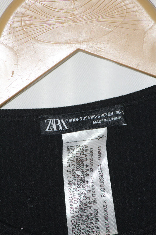 Zara Black One Shoulder Crop Top for Women – XS