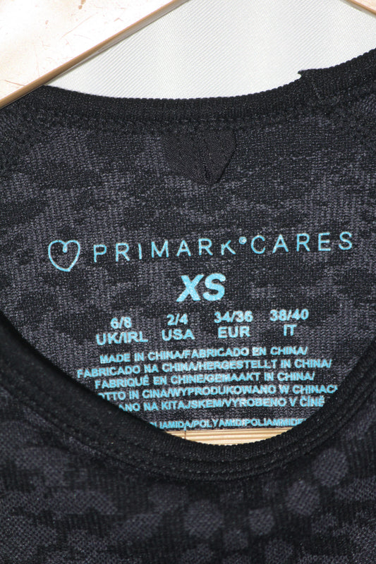 Primark Grey & Black Spotted Full Sleeve Crop Top for Women – XS