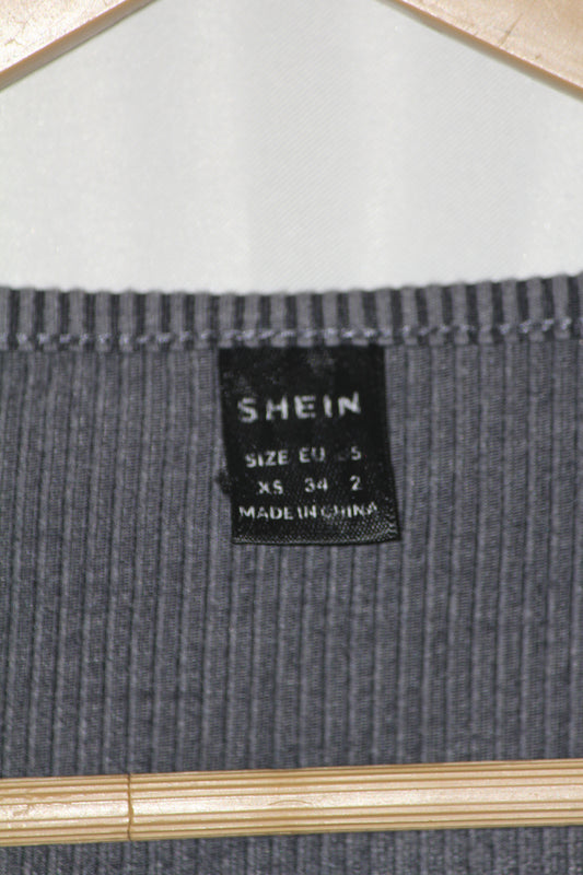 Shein Purple & Black Striped Full Sleeve Crop Top for Women – XS