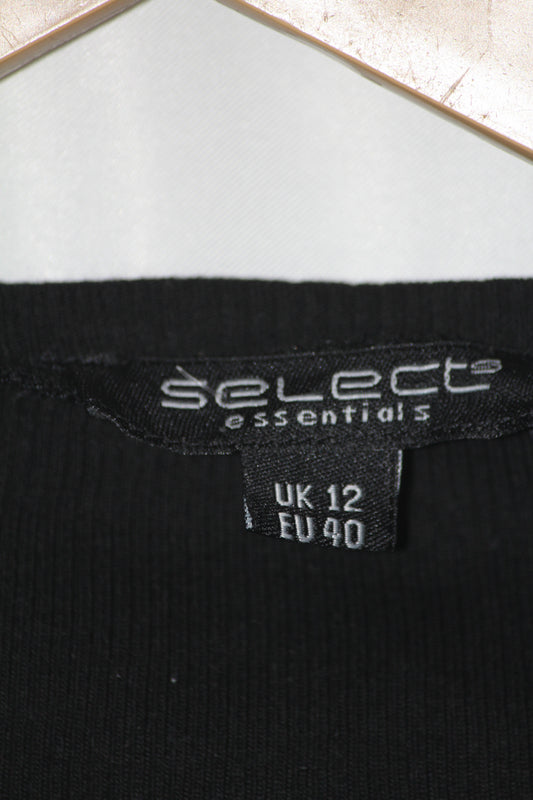 Select Black Full Sleeve Cotton Crop Top for Women – Medium