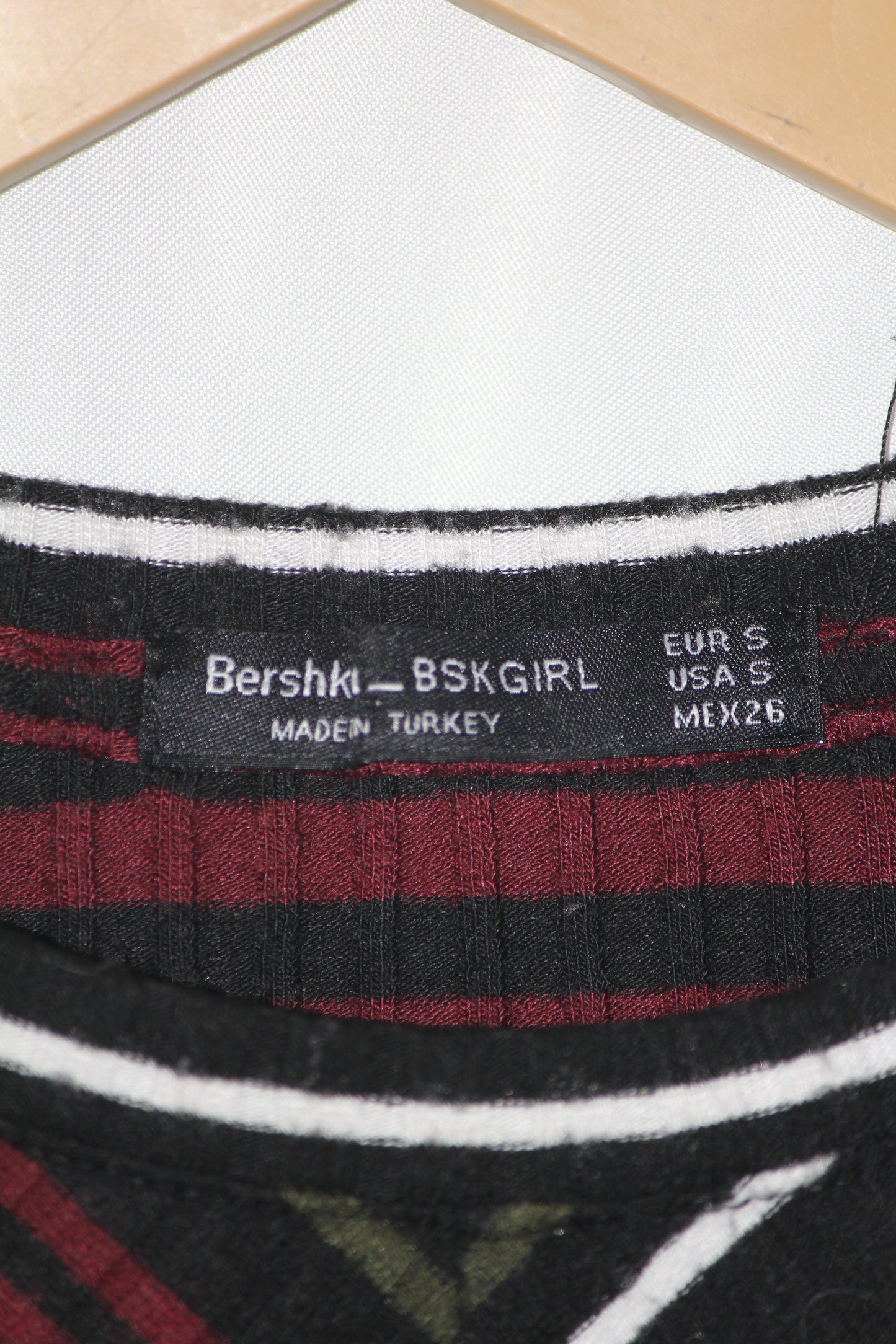 Bershka Black Multi-Stripe Full Sleeve Crop Top for Women – Small