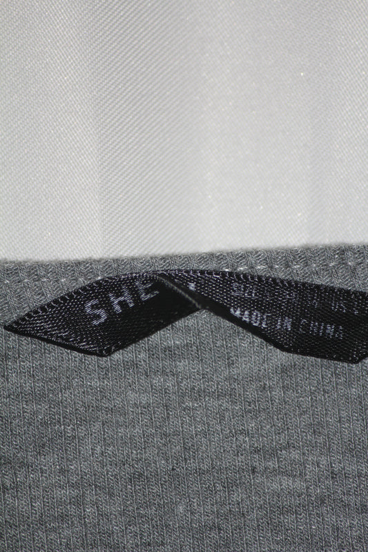 Shein Grey Full Sleeve Crop Top for Women – Small