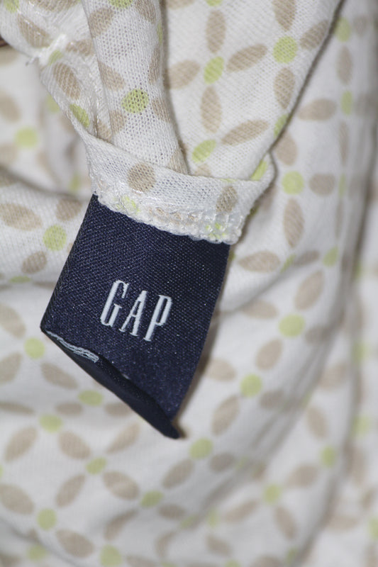 GAP White Cotton Crop Top with Green Dots for Women – Small