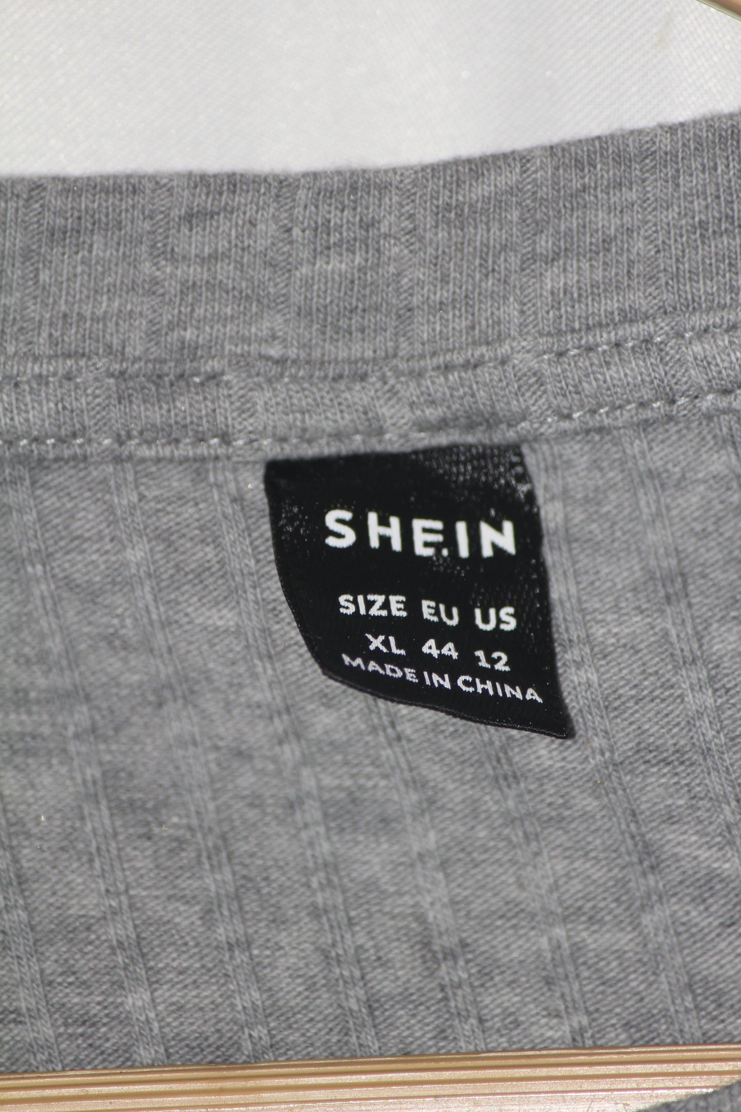 Shein Grey Half Sleeve Cotton Crop Top for Women – XL