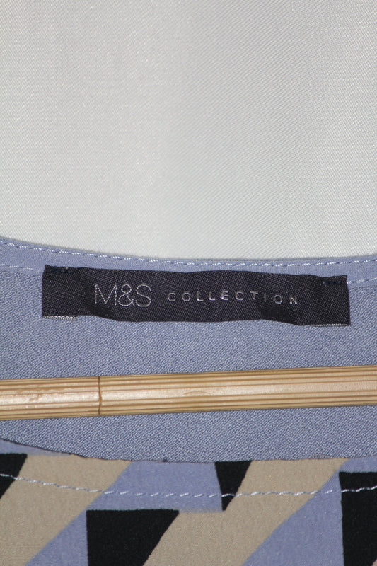 M&S Blue Mix Half Sleeve Crop Top for Women – Large