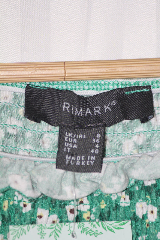 Primark Green Floral Crop Top - Small