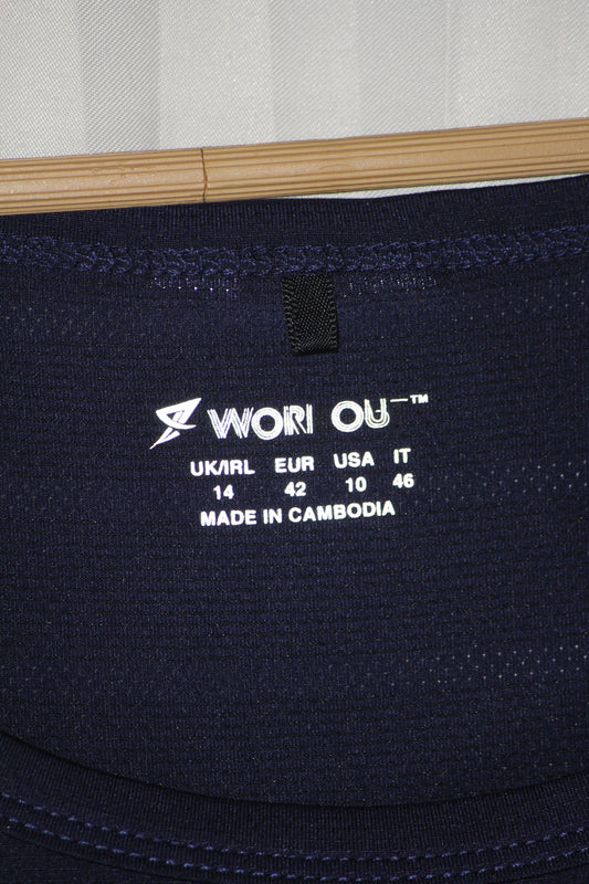 Work Out Navy Blue Polyester Tank Top – Medium (Sporty Style)