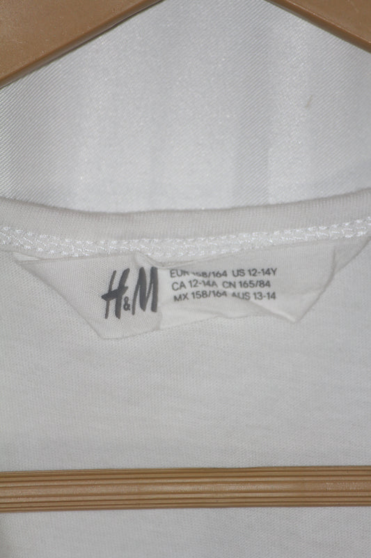 H&M White Orange Floral Tank Top – Medium (Bright & Stylish)