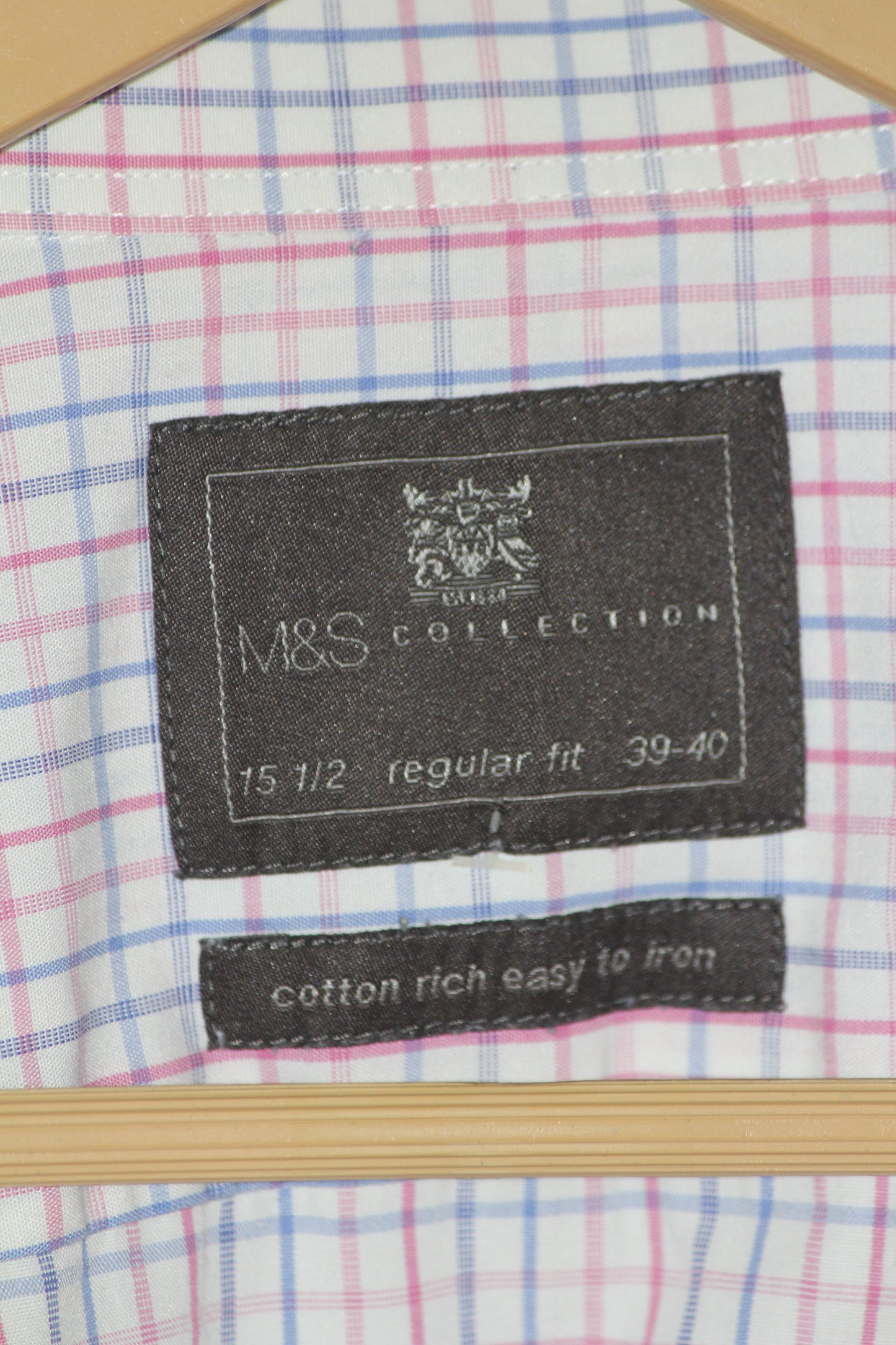 M&S White Check Cotton Blend Shirt – XL (Men)