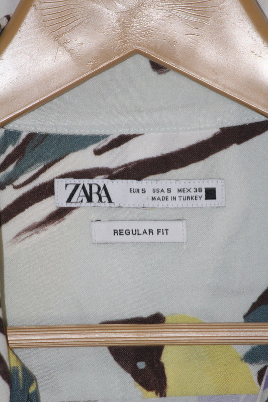 Zara White Printed Viscose Shirt – Small