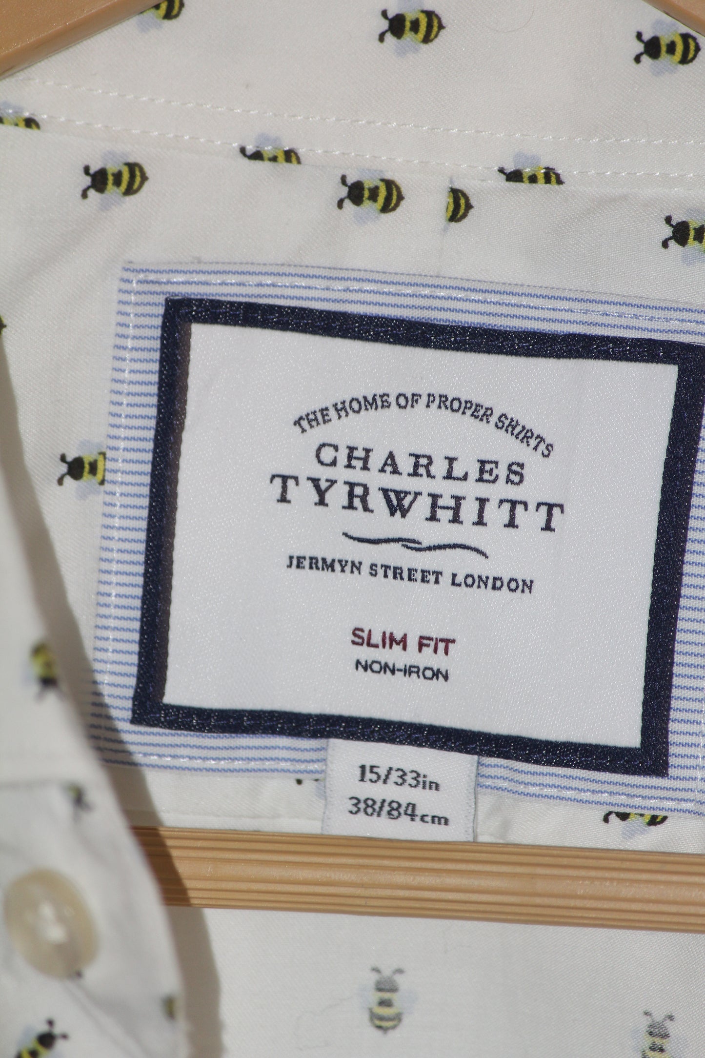 Charles Tyrwhitt White Bee Print Shirt – Medium