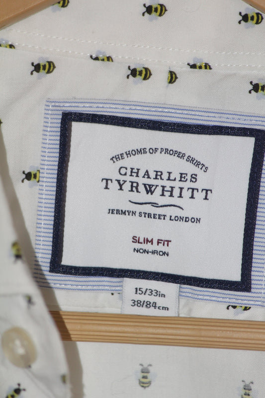 Charles Tyrwhitt White Bee Print Shirt – Medium