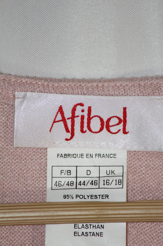Afibel Pink Winter Blouse with Green, Blue, and Red Accents (Medium)