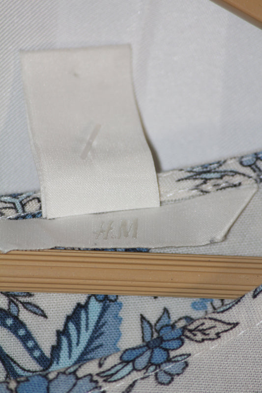 H&M White & Blue Floral Blouse