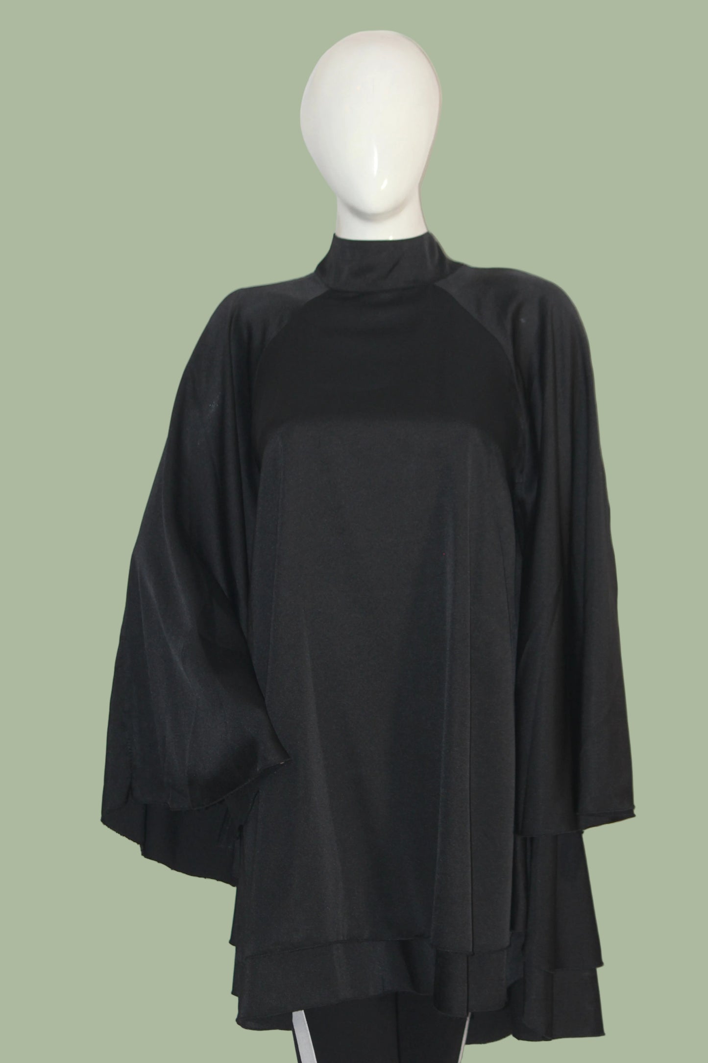 Thriftyfy Black Silk Mix Statement Blouse