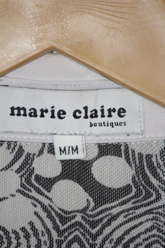 Marie Claire Black & White Button-Down Blouse
