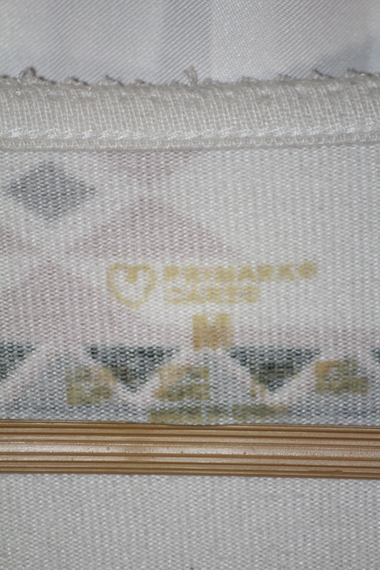 Primark White Sweatshirt with Green & Peach Design (Medium)