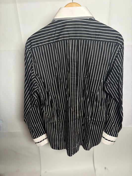 Claudio Lugli Black & White Lined Button Down Shirt