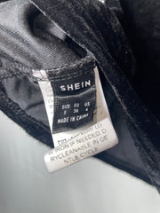 Shein Shiny One-Sleeve Black Crop Top