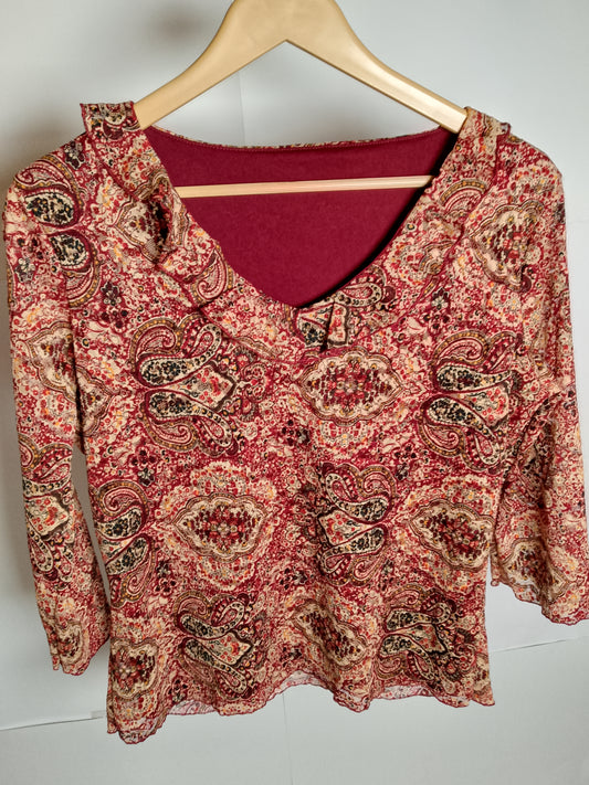 Thriftyfy Maroon Bloom Blouse