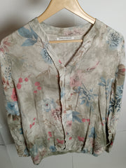 Thriftyfy Grey Floral Elegance Blouse