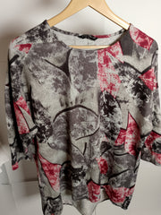 Viz A Viz Leafy Grey Blouse