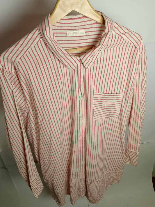 Ivory Stripes Long Shirt by F&F