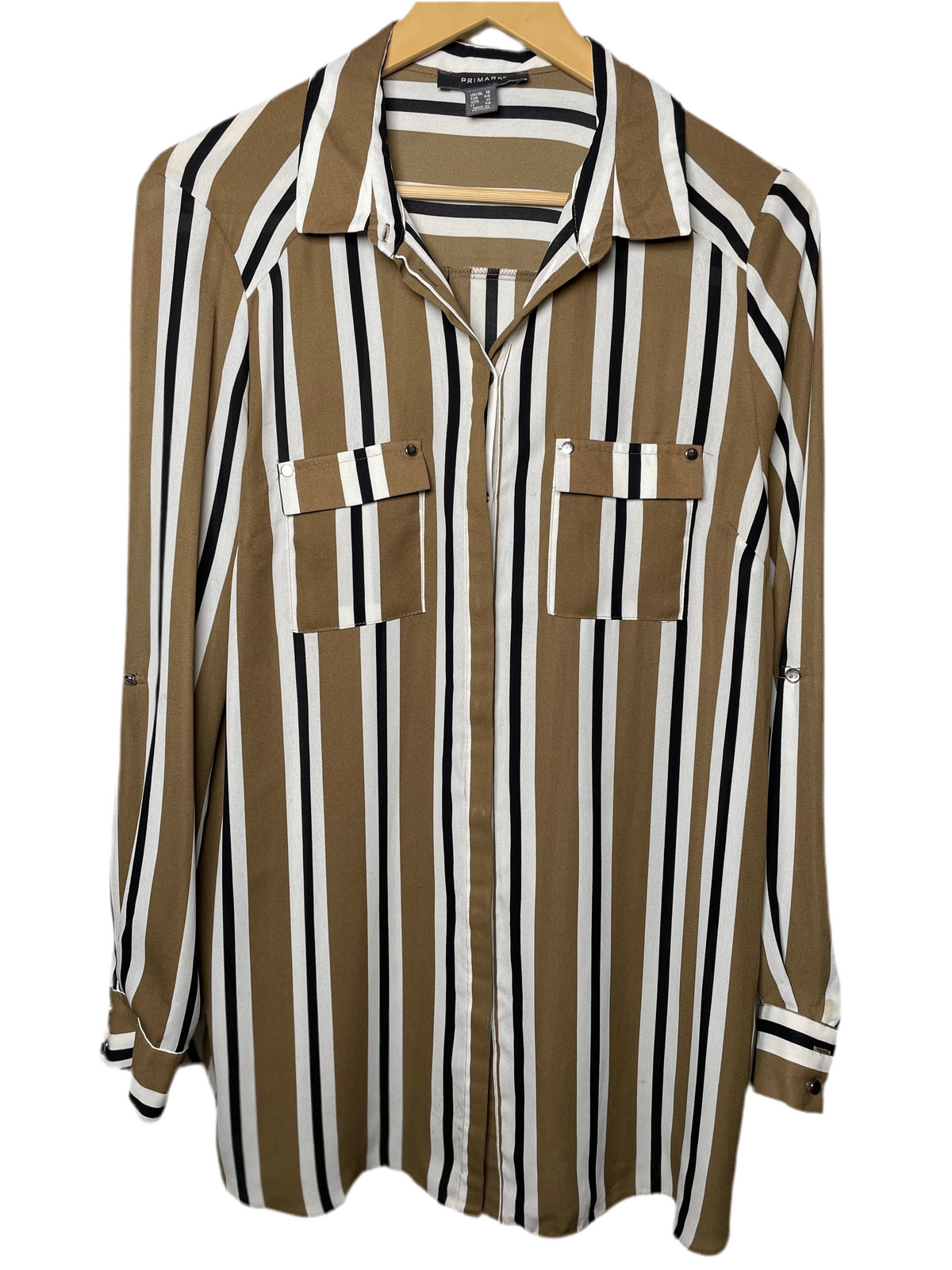 Primark White & Brown Button-Down Shirt
