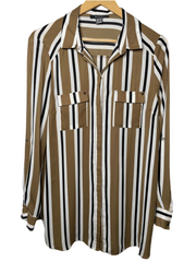 Primark White & Brown Button-Down Shirt