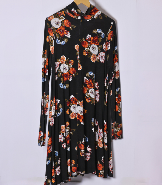 Black Floral Long style dress by Boohoo