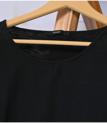 Black T Shirt with Black Knitted Work  by George