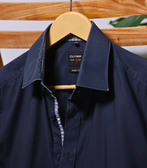 Olymp Level 5 Plain Navy Blue Body Fit Shirt