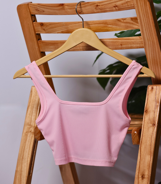 Baby Pink Crop Top by Shein