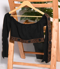 Black and Orange Crop Top by Pretty Little Things