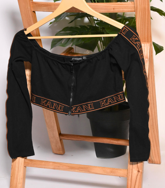 Black and Orange Crop Top by Pretty Little Things