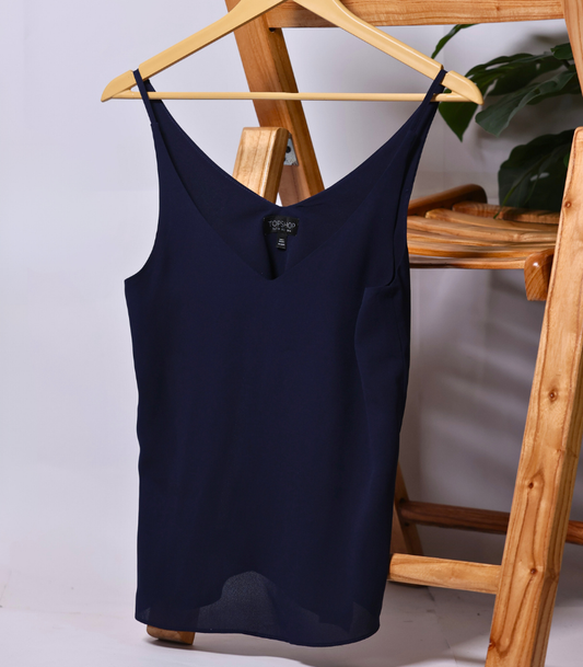 Navy Blue Tank Top by Top Shop