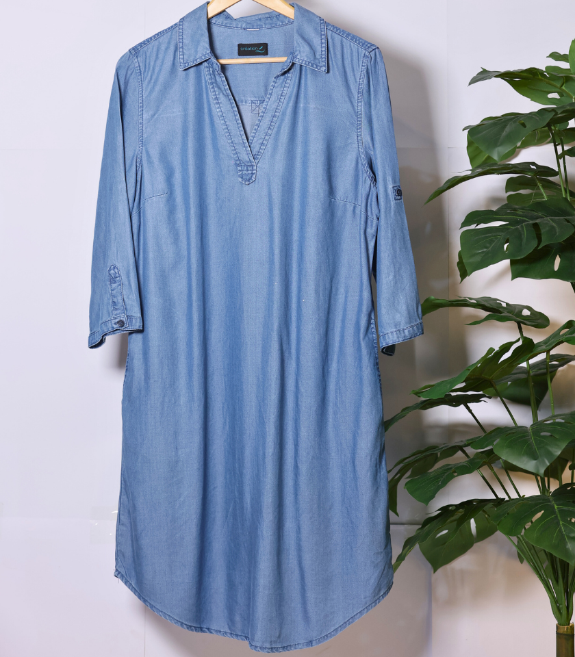 Denim Blue Long Dress by Creation