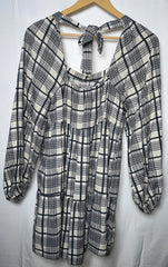 Mystic Thread Medium Grey Viscose Checkered Dress
