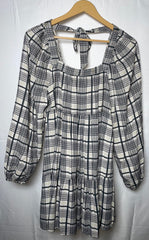 Mystic Thread Medium Grey Viscose Checkered Dress