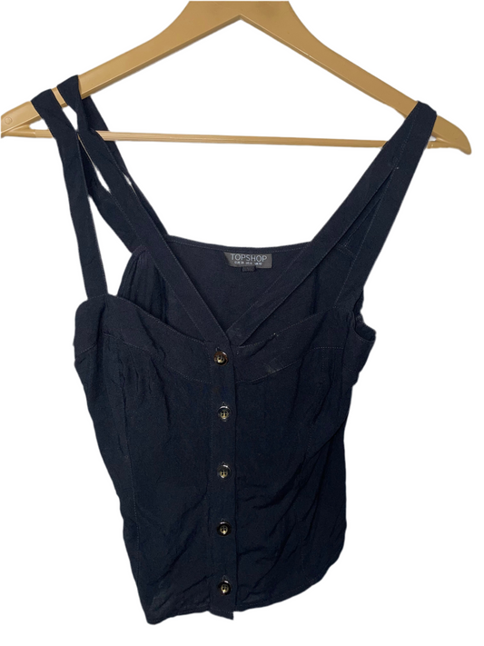 Topshop Black Buttoned Tank Top