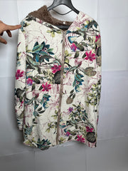 Thriftyfy White Floral Hoodie - XXL