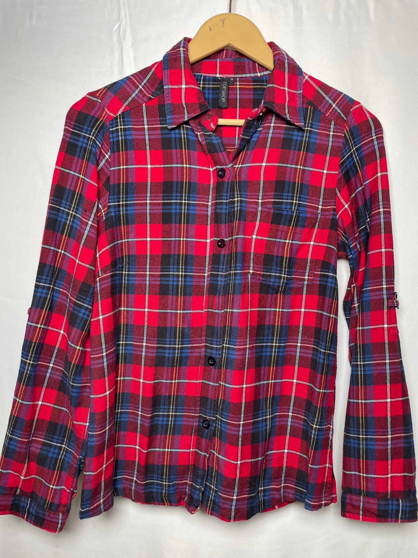 Topshop Red, Blue & Green Button-Down