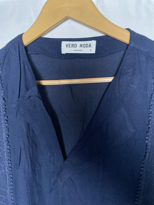 Vero Moda Small Navy Blue Viscose Floral Blouse