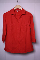 Marie Claire Red Button Down Blouse – Medium