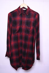 River Island Small Red and Black Long Button-Down Shirt